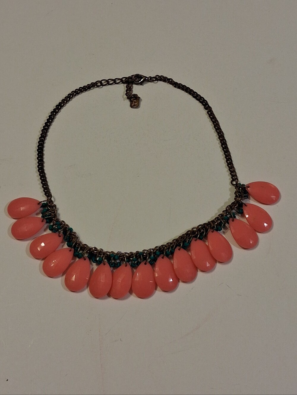 Hot Pink Teardrop and Turquoise Beaded Statement Necklace - Women Jewelry